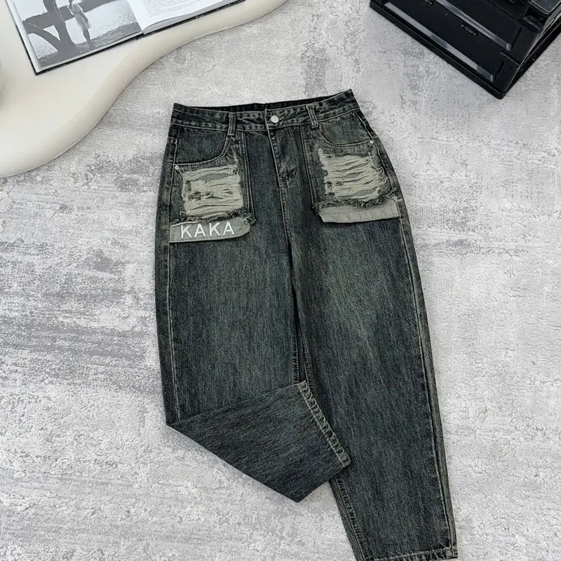 Baggy KAKA NS1380- QUẦN BAGGY  BIGSIZENTÚI LỘ THEU CHỮ  CẠP THƯỜNG  -không co dãn bigsize ( 55-85kg) Pants 0