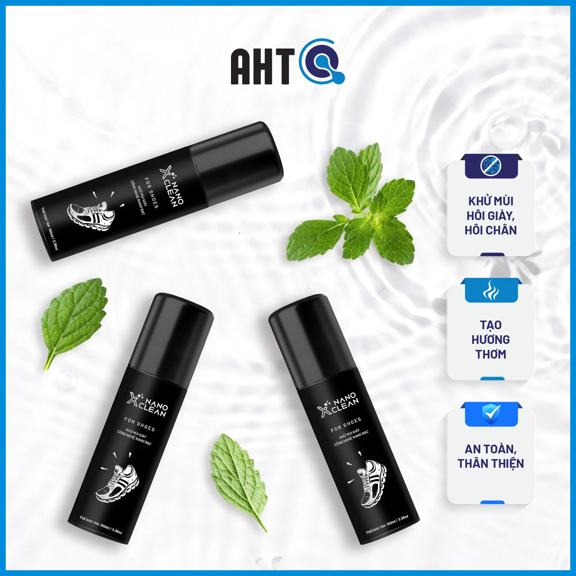 COMBO 3 CHAI XỊT GIÀY DIỆT KHUẨN KHỬ MÙI HÔI GIÀY HÔI CHÂN NANO BẠC NANO XCLEAN FOR SHOES 100ML