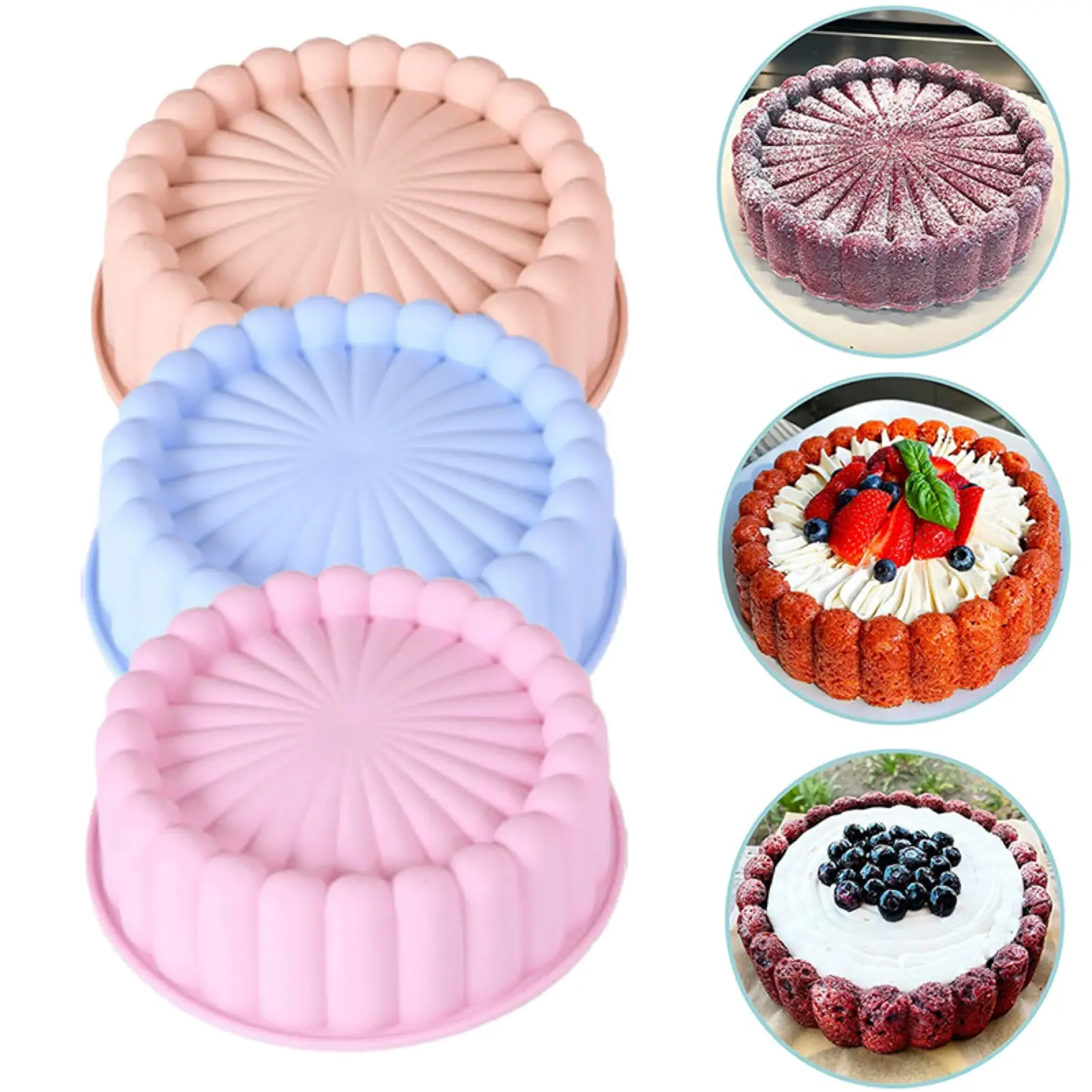 Chảo Tròn Silicon, Chảo Nướng Bánh Mì Bọt Biển Và Bánh Flan, Khuôn Silicon Nhà Bếp, Thích Hợp Làm Bánh Dâu Tây Và Bánh Ngọt, Khuôn Bột Silicon