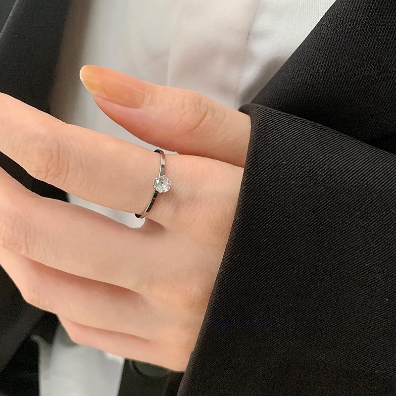 Nhẫn Thép Titan Hàn Quốc, Nhẫn Mạ Vàng 18k, Đính Đá Zircon Đơn 5
