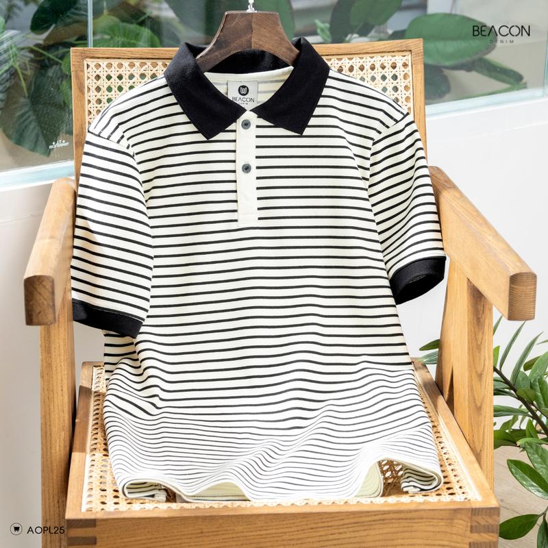 Product Introduction of Áo Polo Nam Mẫu Phối Sọc Ngang BỜM SHOP (Beacon Denim cũ) Chất Cotton Pha Poly Mã AOPL25 Menswear Top 35