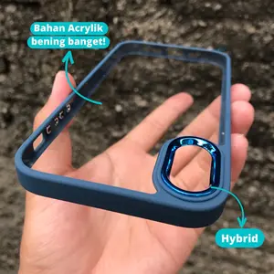Case Acrylic for Iphone 11 12 13 14 15 Pro Max 6s 7 8 Plus SE 2020 XS Max XR X XS Tebal X XS Murah Warna Biru Hybrid Ponsel Telepon