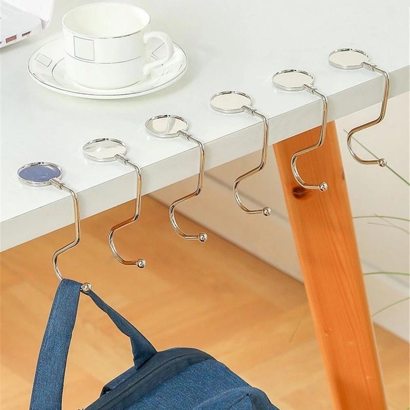 Office Desk Side Hook Portable Folding Bag Holders Multi-Purpose ...
