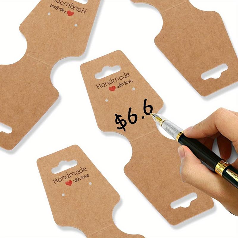 Solid Color Necklace Display Card, 100pcs Self-adhesive Bracelet Packaging Card Holder, Earrings Paper Stand For Jewelry Ornament Wrap 7
