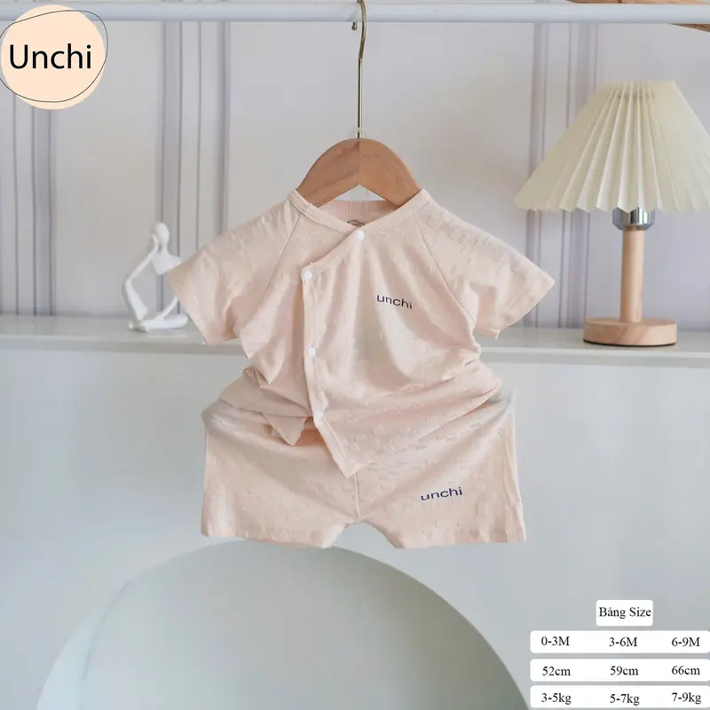 BC14. Bộ sơ sinh cộc tay Unchi vải petit bamboo vân nổi mềm mát cho bé sơ sinh từ 3-8kg (Form nhỏ) 7