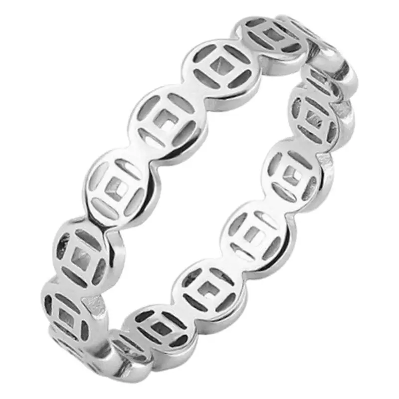 Nhẫn Đồng Tiền Xu Đồng Thau, Phong Cách Cổ Điển Bằng Thép Titan Màu Vàng, Nhẫn Chuyển Tiền May Mắn Bằng Thép Không Gỉ, Nhẫn Đuôi Phổ Biến Dành Cho Nam Và Nữ, Thích Hợp Cho Cả Nam Và Nữ