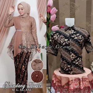 Baju Pesta Couple kemeja pendek dan Kebaya Salendang wrbsn oshop batik katun wanita  setelan  pasangan  sarimbit  atasan  dress  kondangan  motif