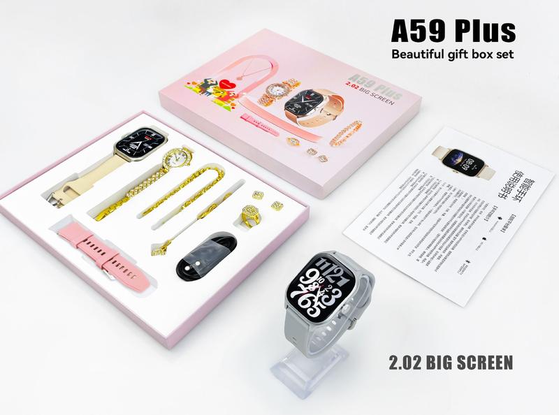 Product Introduction of Jam Tangan Pintar, A59plus, Skrin HD 2.02 inci, Pakej Termasuk, Fungsi Peringatan Maklumat, Set Hadiah Termasuk Gelang Smart Watches Demon Slayer 3