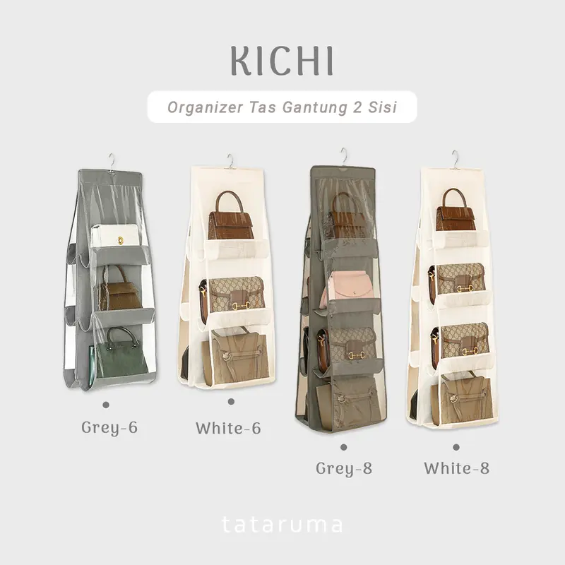KICHI - Organizer Gantung Penyimpanan Tas 2 Sisi Multi Lapis Anti Debu 1