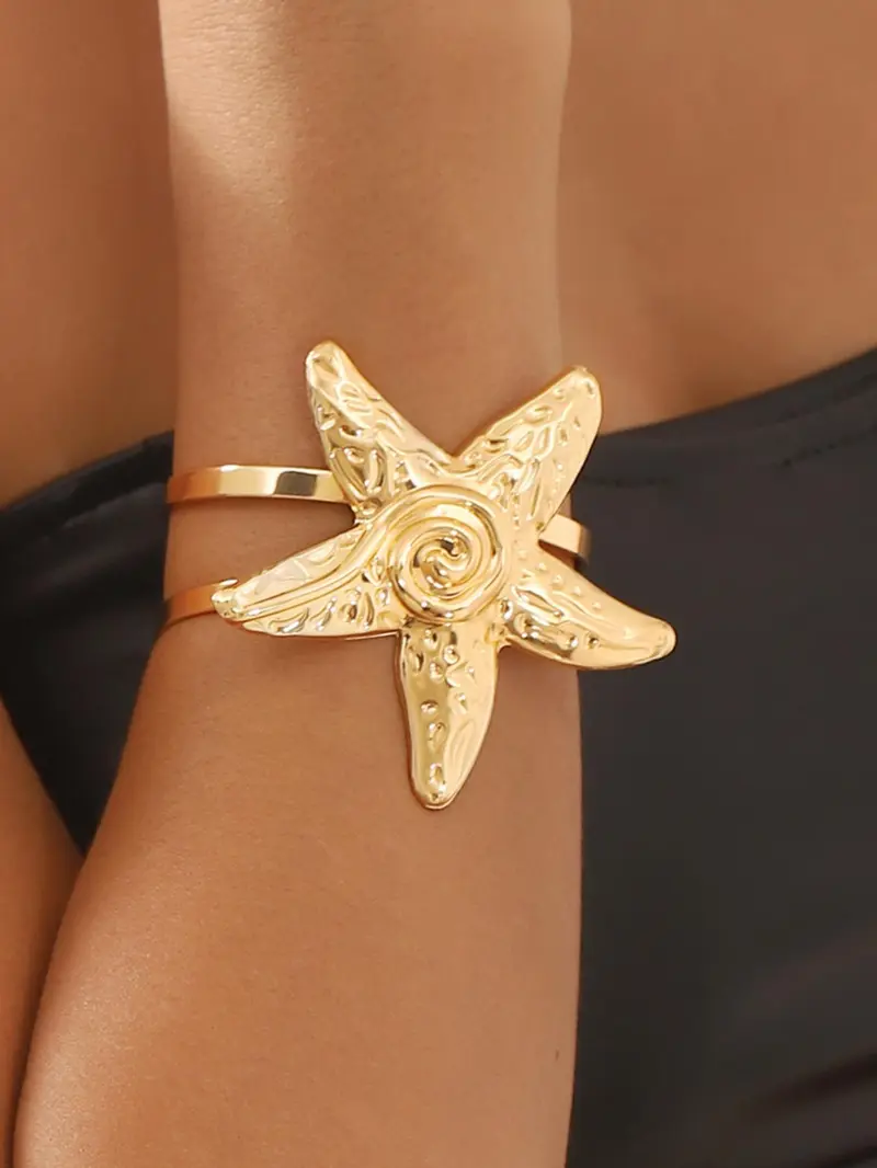 Product Introduction of Starfish Design  Bangle, Fashionable Jewelry for Women for Party, Daily Clothing Decor, Trendy All-match & Exquisite Jewelry for Birthday Gift 0