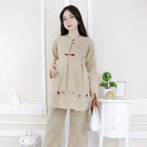 Baju Setelan Ibu Hamil Lengan Panjang Bahan Katun Adem