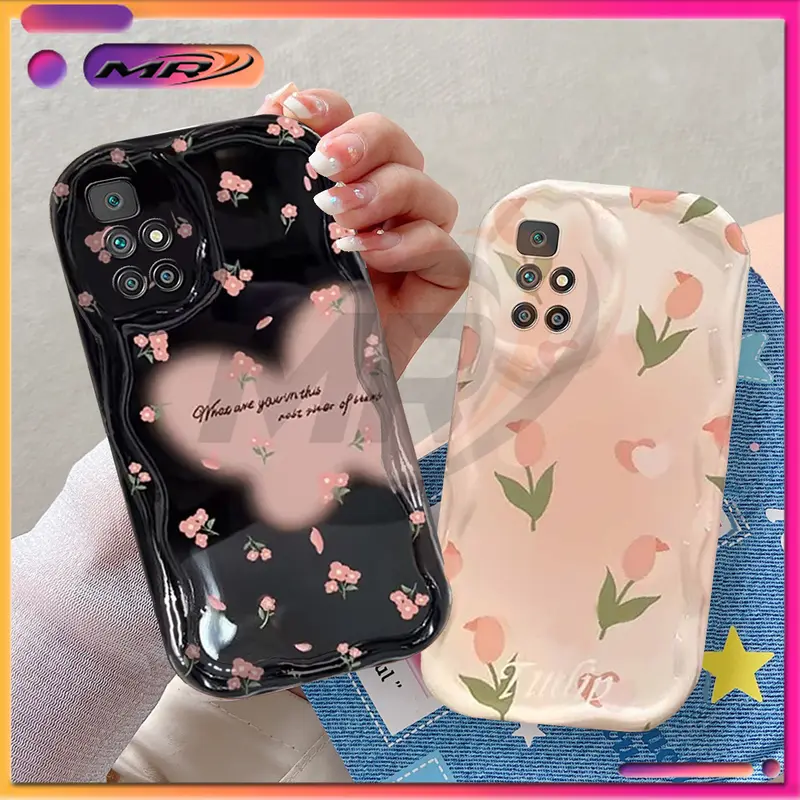 Casing Soft Case Xiaomi Redmi 10 4G Silikon Handphone Tpu Motif Tulip Heart Flower SS880 Bumper Softcase 0