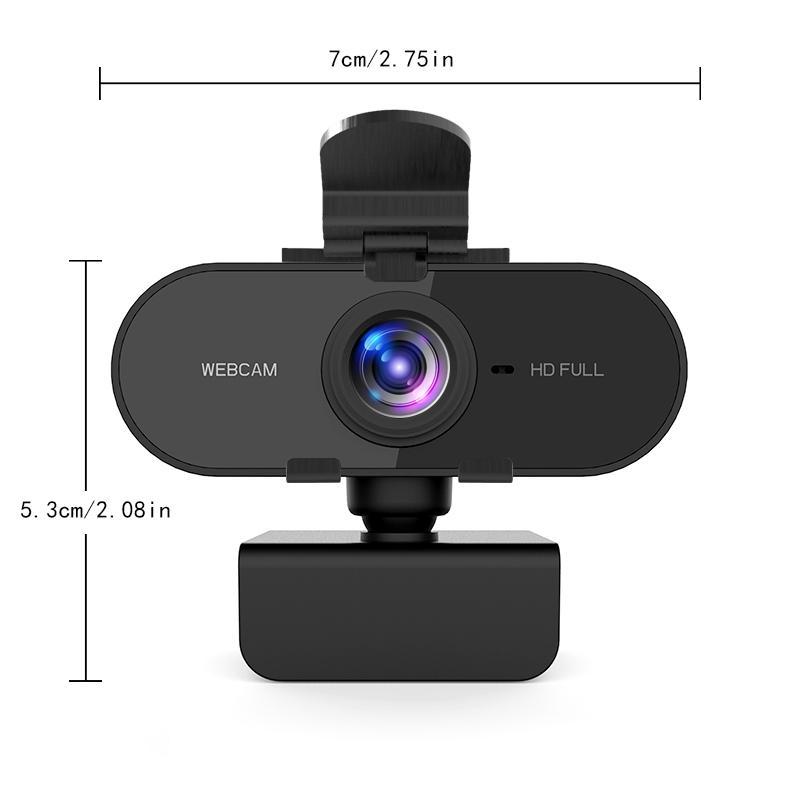 1080P HD Webcam, Computer Webcam, PC Webcam with Built-in Microphone, 360-Degree Rotation Triangle Stand Webcam with Privacy Cover 1