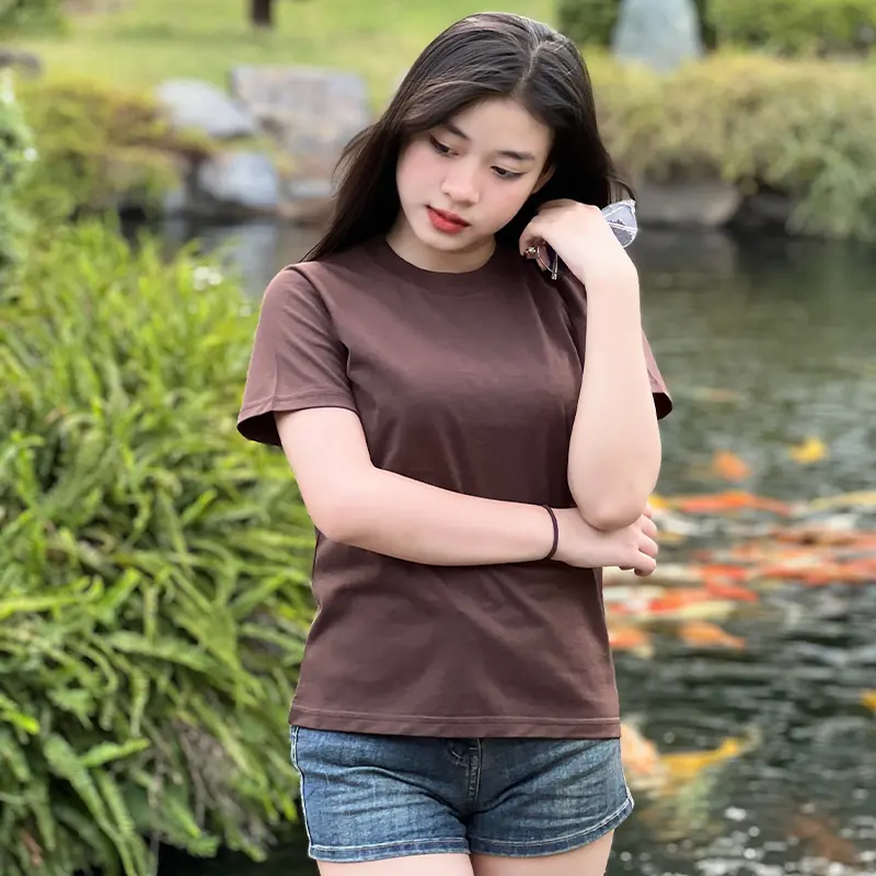 Áo Thun Tay Ngắn 100% Cotton Form Tee Cơ Bản A002 Nữ Top 4