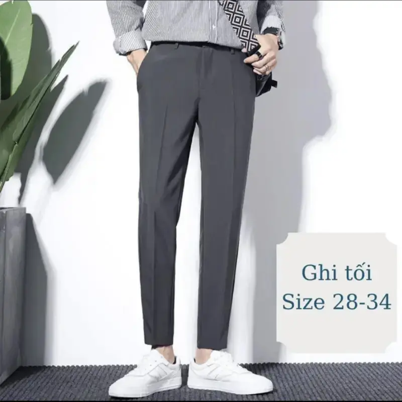 Quần âu nam Hàn Quốc (Dlstore96) chất vải tăm lỳ cao cấp,dày dặn,fom ống xuông 5 màu cơ bản Menswear Pants Có Túi Đen Ong quần tây 3