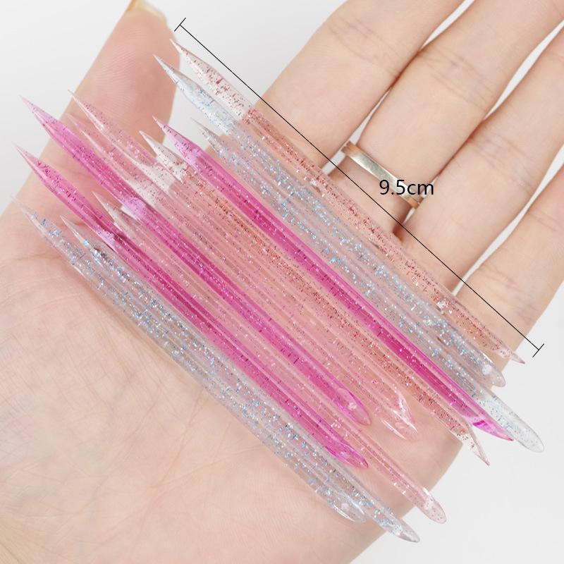 Product Introduction of 50Pieces Stick Cuticle Tool Doublehead Reusable Crystal Wood Stick Pedicure Care 20