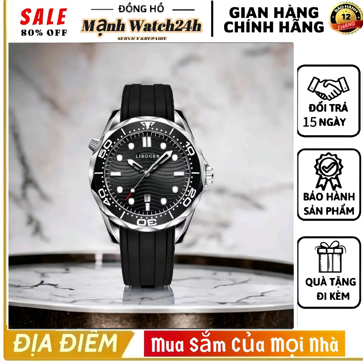 Đồng Hồ Nam Kiểu Dáng Bắt Mắt Thời Trang Sang Trọng Có Dạ Quang Có Bảo Hành Máy