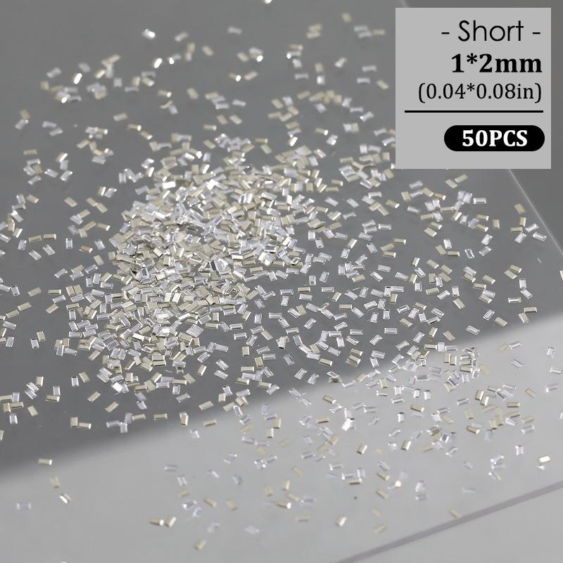 Product Introduction of Đồ Trang Trí Móng Tay Nghệ Thuật Hình Chữ Nhật Mini Phản Quang Lấp Lánh 50 Cái, Màu Trắng, Dải, Để Làm Móng 31