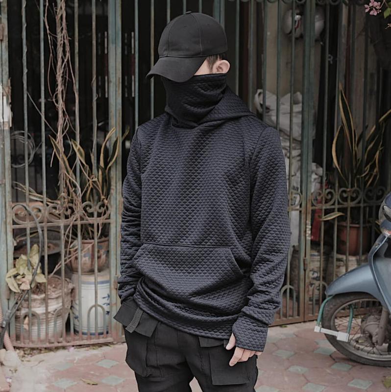 Áo Hoodie Nam Cổ Cao Hoodie ninja hoạ tiết Kẻ Ô Phong Cách Đường Phố phù hợp mùa Thu Đông