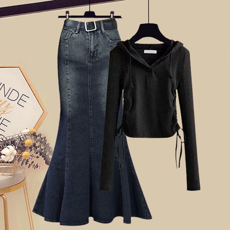 Product Introduction of Summer Suit Women's 2024 New plus Size Women's Fashion Design Tight Waist Slim Fishtail Skirt Two-Piece Set Comfort Clothing Cotton Longsleeve Womenswear Customized Evening Fabric Gorgeous Overall Simple Soft 33