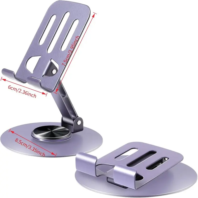 360° Rotatable Double Foldable Phone Holder, Fully Adjustable Foldable Desktop Phone Holder, Phone Accessories for Home & Office, Folding 1