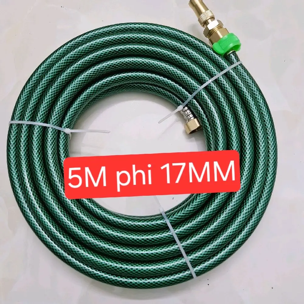 [ỐNG PHI LỚN  17mm] BỘ DÂY XỊT RỬA XE VÀ TƯỚI CÂY có gắn tán + đầu xịt chất liệu đồng thau