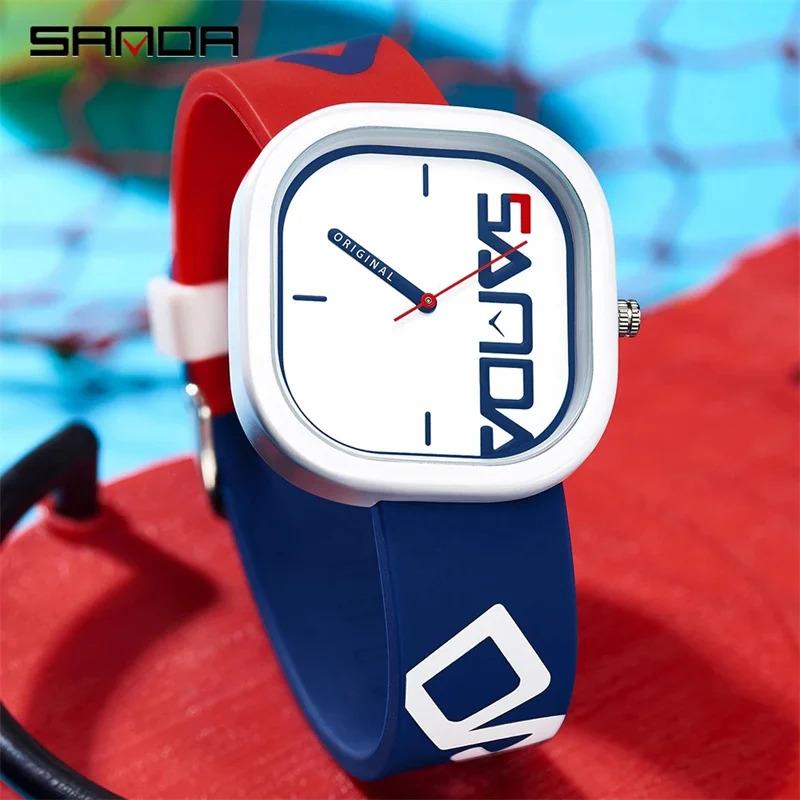 Đồng Hồ Thời Trang Thiết Kế Chính Hãng, SANDA 3203, 2023 Mới, Đồng Hồ Thạch Anh Sang Trọng, Thương Hiệu Silicon, Unisex, Đồng Hồ Đeo Tay Chống Nước, Đơn Giản 7