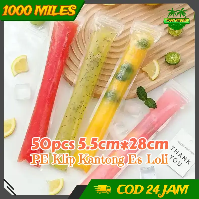 50pcs PE Klip Kantong Es Loli 5.5×28cm DIY Cetakan Es Krim Popsicle Plastik Praktis Home Industri
