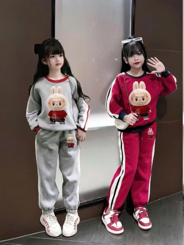 Bộ đồ thu dông nỉ tàu in hình Labubu cho bé trai bé gái  (HỌA TIẾT BỘ SỌC LABUBU) từ 9-44kg mã 23512