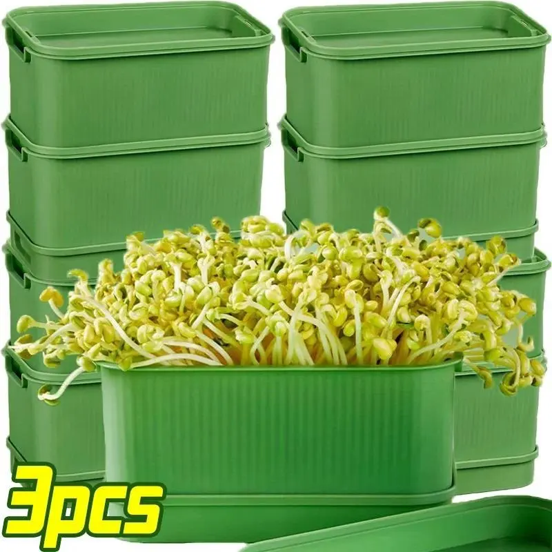 Khay Trồng Cây Bằng Nhựa Có Thể Xếp Chồng, Thích Hợp Cho Hạt Giống Mầm Đậu Nảy, Đa Năng, Hộp Đựng Làm Vườn Thủy Canh, Dụng Cụ Nhà Kính Vườn, Có Sẵn Trong 1 / 3 Cái
