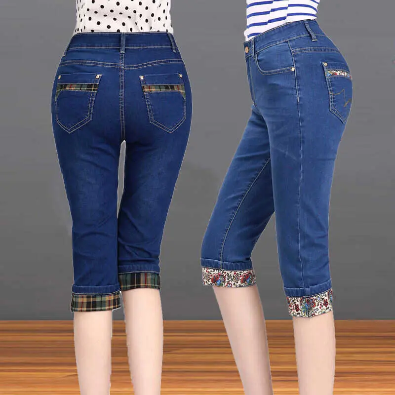 Quần Jean Mỏng Cropped Cạp Cao Dáng Rộng Vừa Vặn Co Giãn, Dành Cho Nữ, Phần Mỏng Women Pants Lưng Cao Denim