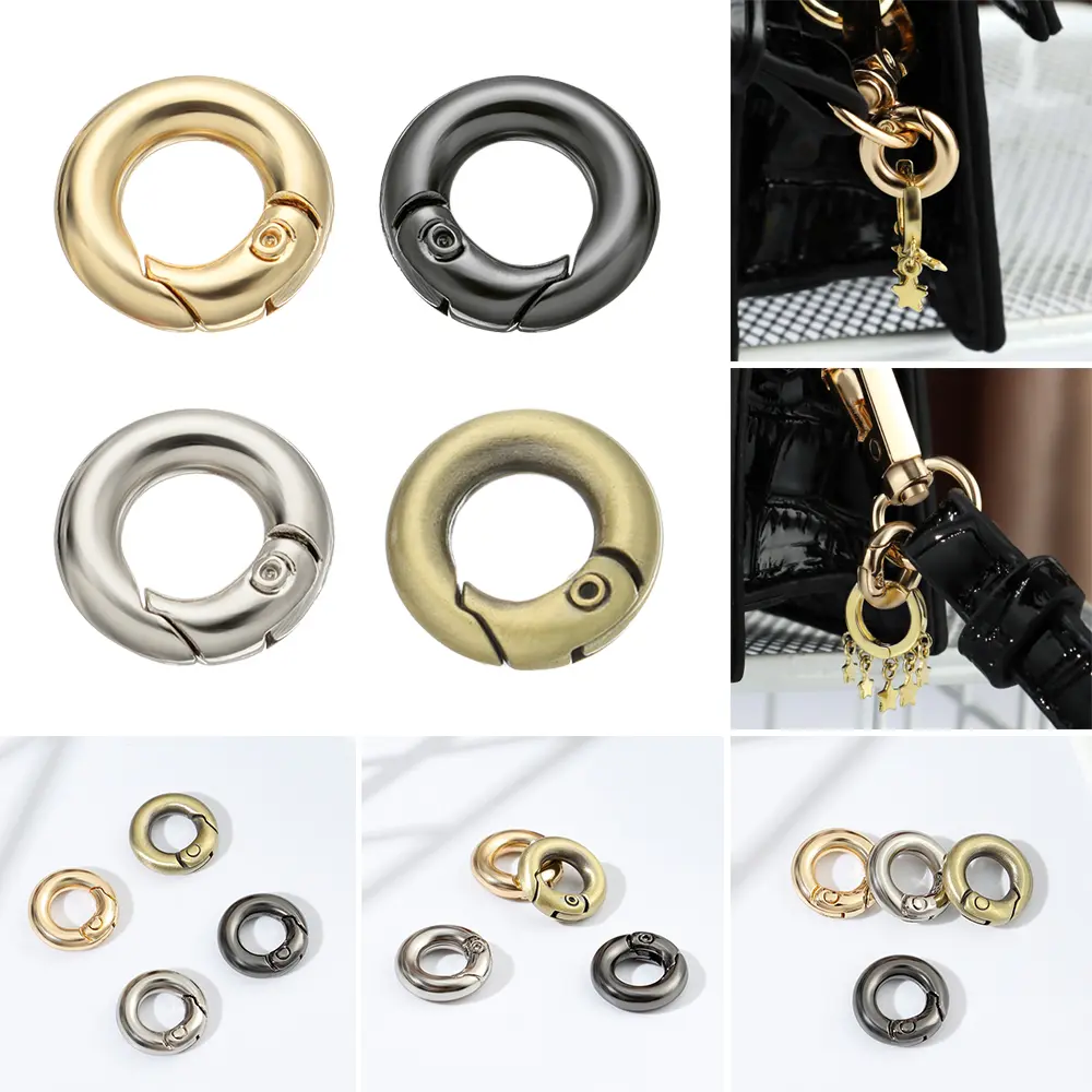Black   Zinc Alloy Hooks Round Push Trigger Bag Belt Buckle Snap Clasp Clip Carabiner Purses Handbags Spring O-Ring Buckles