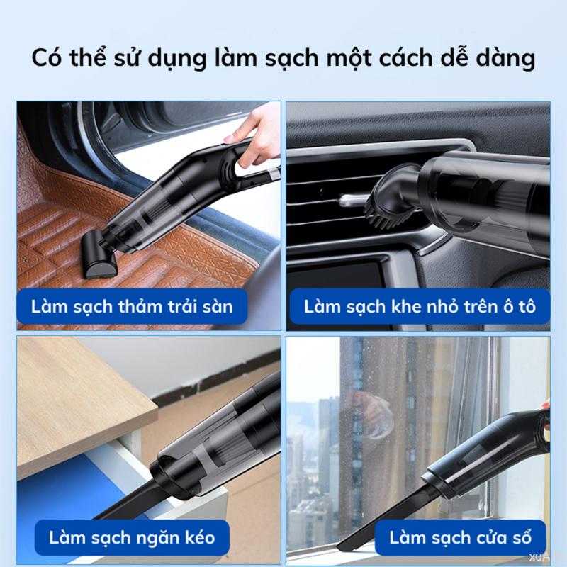 Máy hút bụi cầm tay mini không dây DELADEP, hút bụi ô tô, giường, sofa lực hút siêu mạnh 20.000PA BH 12 Tháng MHB01 5