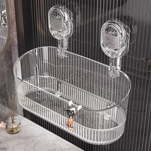 Rak Penyimpanan Cawan Penyedut, untuk Bilik Mandi Rumah, Dipasang di Dinding, Tiada Penggerudian dan Tiada Jejak, Kotak Penyusun, untuk Penyimpanan Sinki Bilik Air