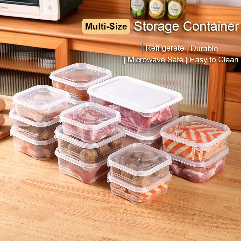 Refrigerator Storage Box, Transparent Meat Storage Container, Fresh-Keeping Container