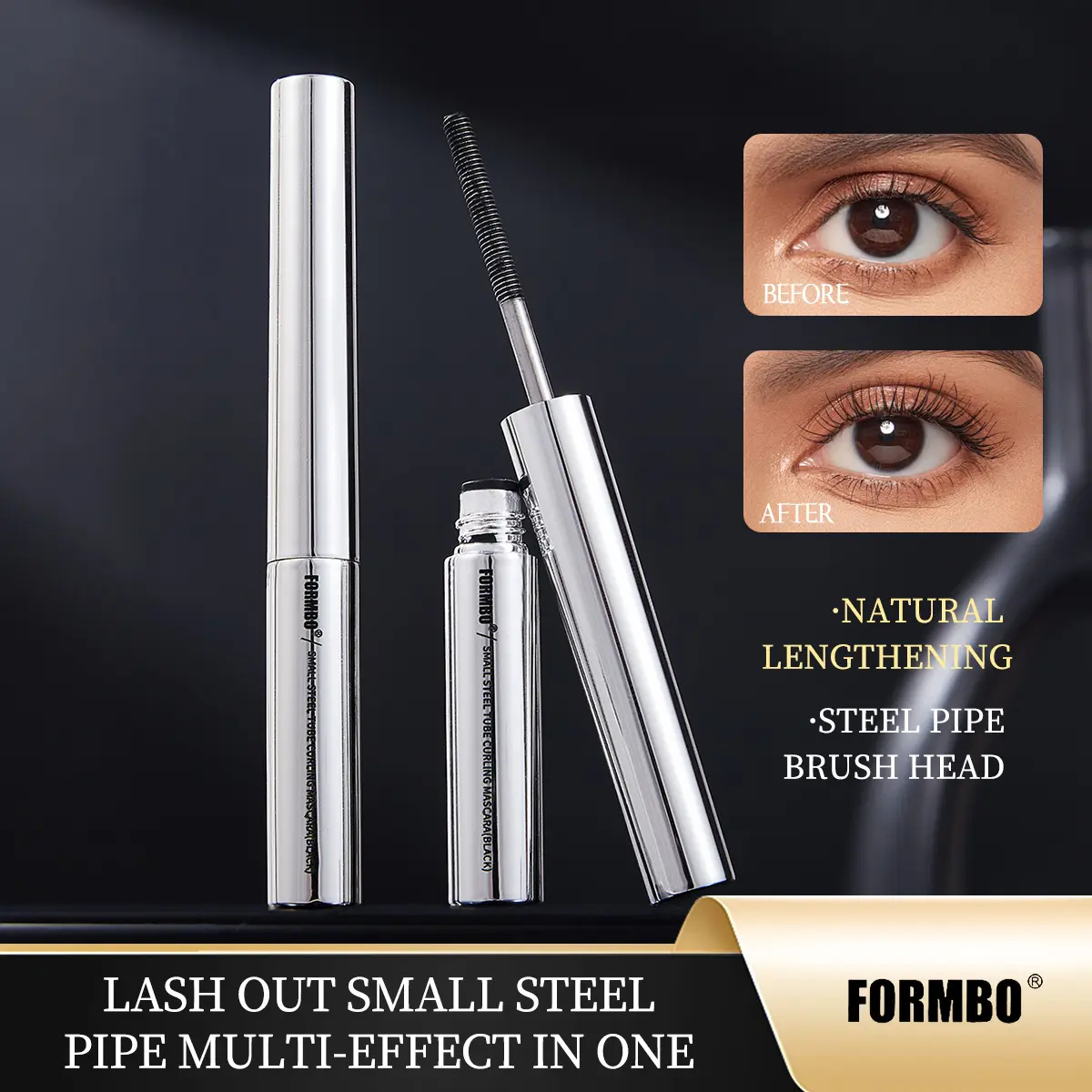 Women's eyelash primer waterproof, long curling, natural and durable steel eye black Makeup Mascara Cosmetic