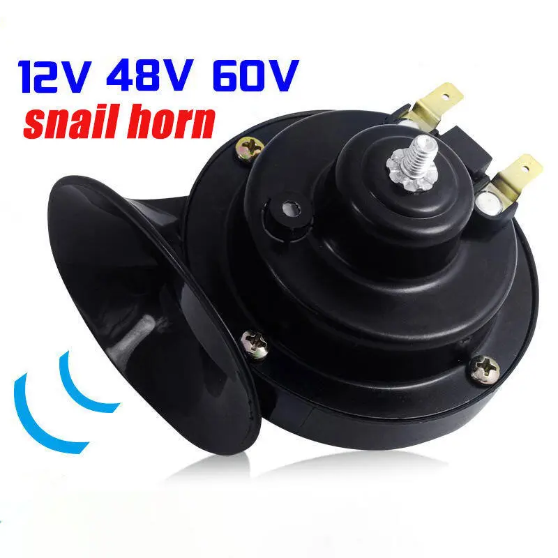 12V 48V 60V Waterproof snail Super sound monophonic Scooters Motorcycle accessories electric moped horn Black