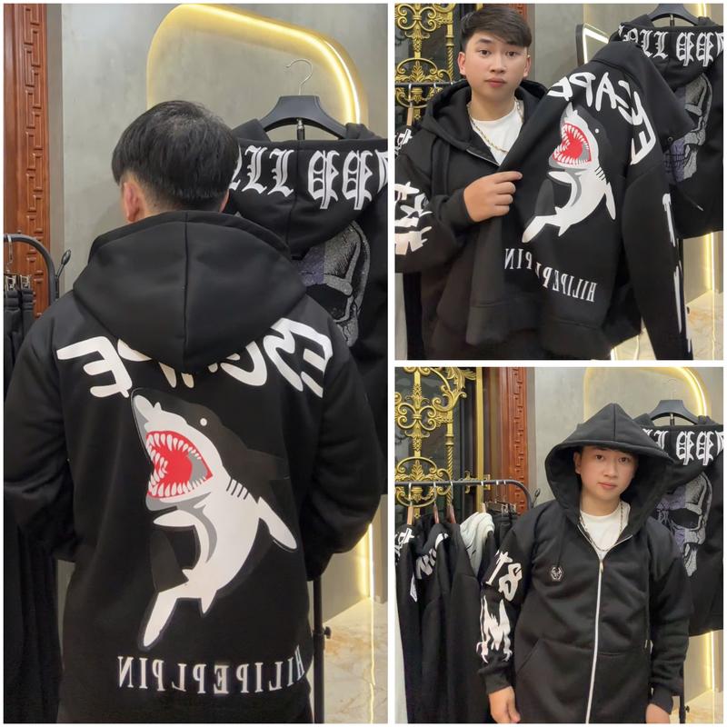 ÁO HOODIE KHOÁC CÁ MẬP LLOGO DA , CHẤT NỈ MŨ 2 LỚP NAM NỮ HOTTREND PHONG CÁCH BOY PHỐ TOP Dài Tay Menswear