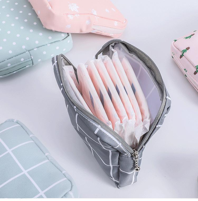 Product Introduction of Women Sanitary Napkin Tampon Storage Bag Cute Sanitary Pad Pouches Portable Makeup Lipstick Key Earphone Data Cables Organizer 3