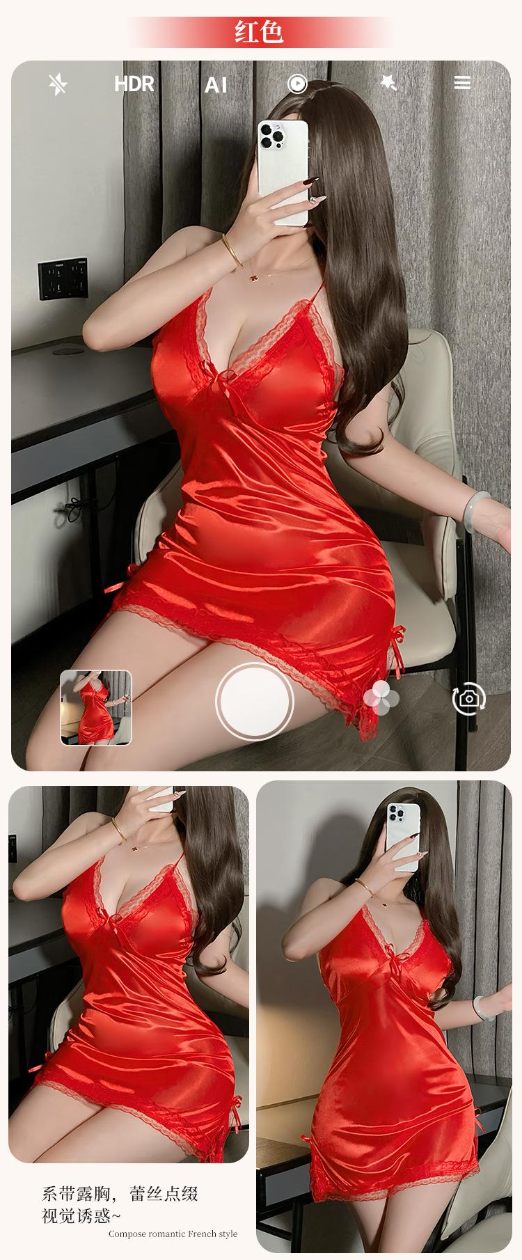 Product Introduction of Ladies sexy halter nightgown female thin lace pajamas Loungewear Nightwear 10