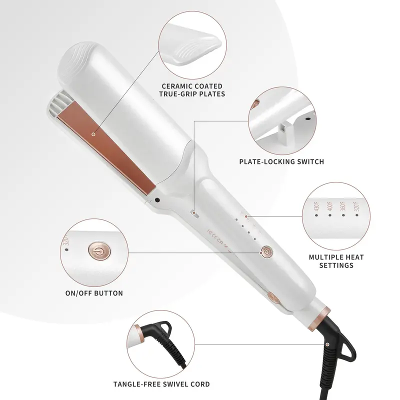 4-Speed Temperature Hair Straightener, 1 Box Multifunctional Hair Straightening Machine with Replacement Plates, Professional Hair Styling Tool for All Hair Types 2