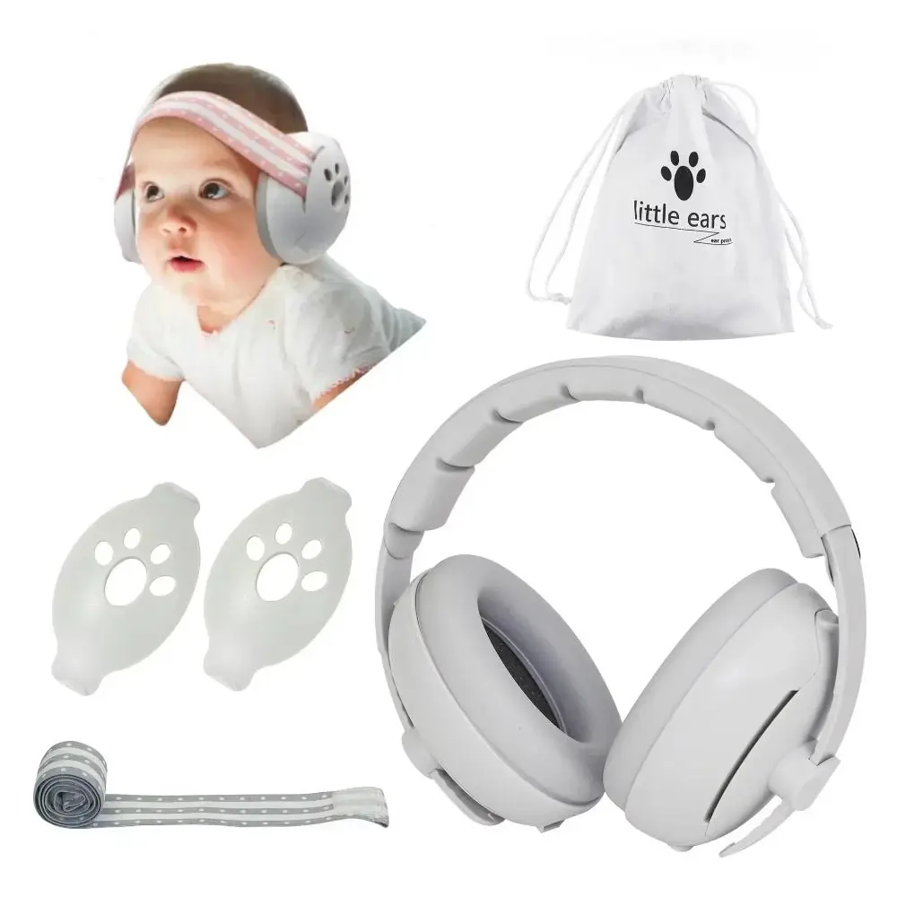 New Adjustable Baby Noise Reduction Earmuffs ABS Hearing Protection Noise Cancelling Headphones Improves Sleep with Elastic Headband Infant Ear Muffs for Babies and Toddlers