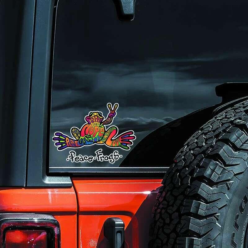 Product Introduction of 20*15cm Show The World Your Hope For Peace With This Colorful Frog Car Sticker 17