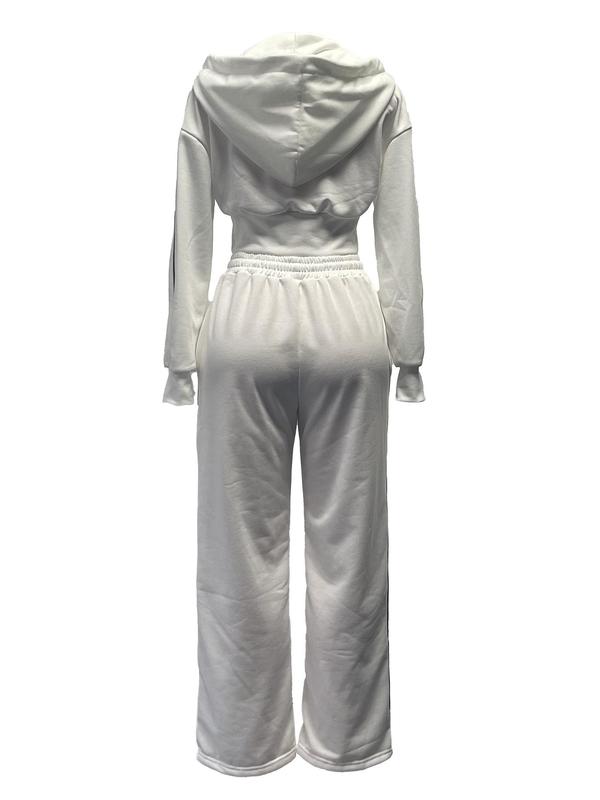 Women Hoodie Set, Women Long Sleeve Cropped Sweatshirt & Pants Two Piece Set for Winter Clothes 2