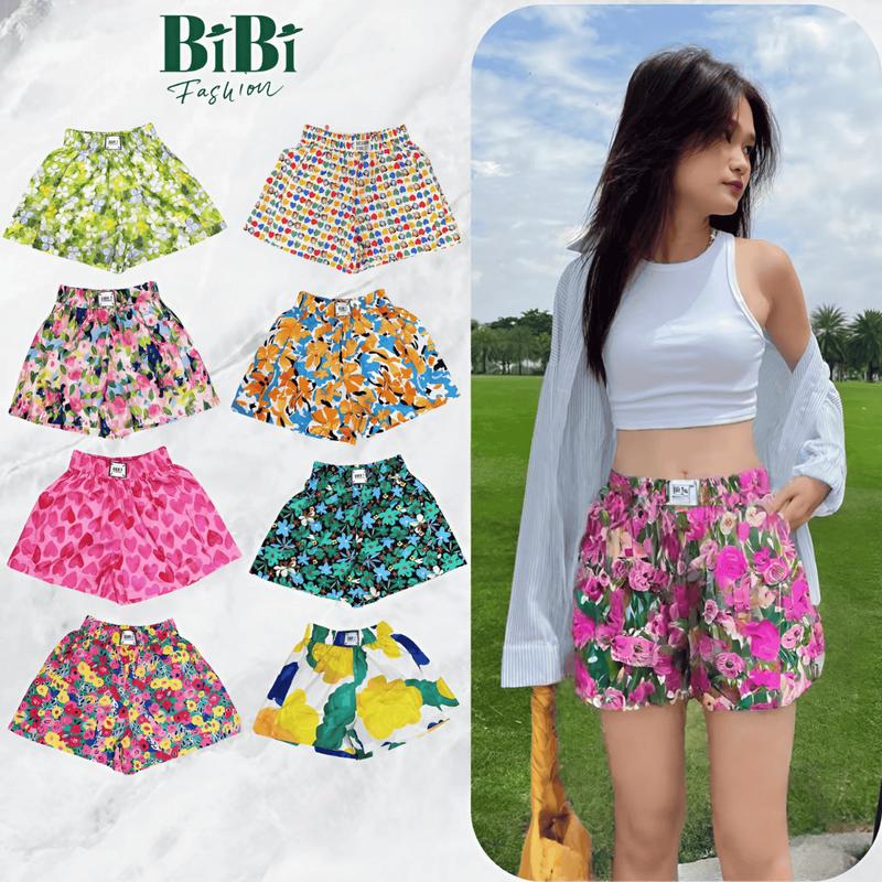 Quần short thô nhiều họa tiết hoa nổi bật , Quần sooc đùi nũ cho mùa hè, đồ đi biển năng động ( 40-65kg ) Nữ Women