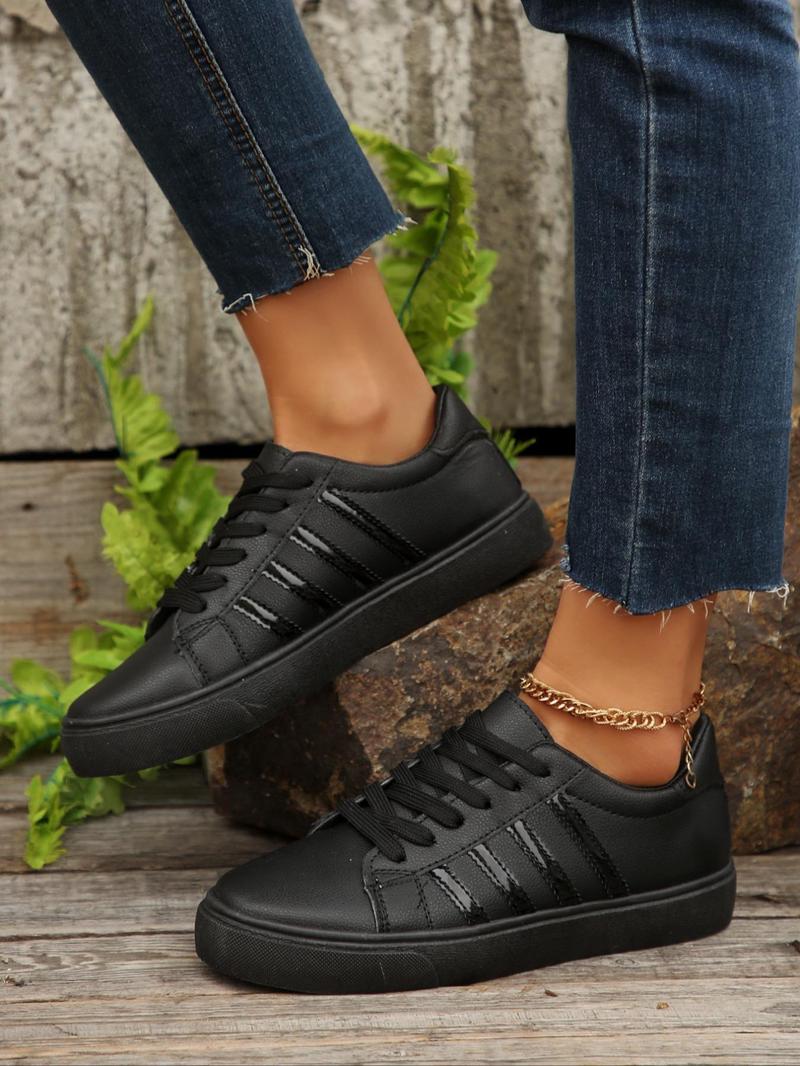 Product Introduction of Women's Fashionable Lace Up Low Top Sneakers, Casual Comfortable Breathable Sports Shoes, Female All-match Round Toe Shoes for Daily Wear 5