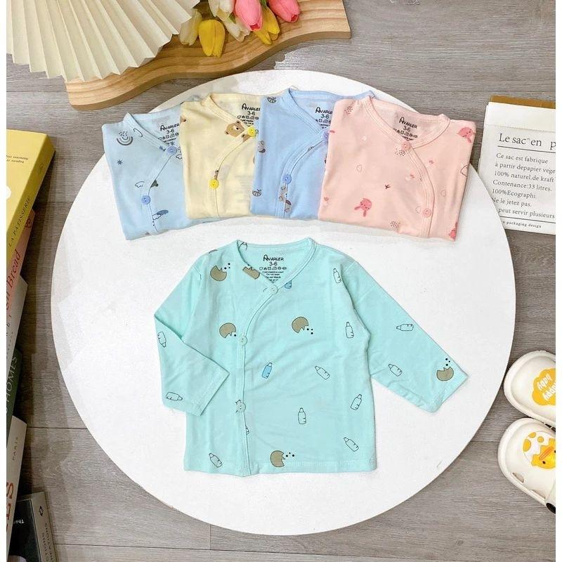 Áo dài thun lạnh màu in hình hoạ tiết dễ thương sơ sinh vạt chéo cho bé size từ ss-9kg 1