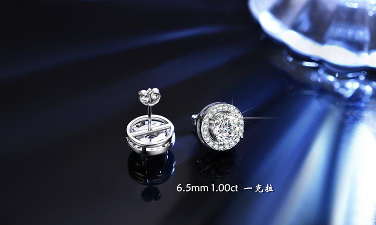 Product Introduction of Bông Tai Đinh tán Bạc Sterling S925 Cao Cấp Moissanite 1 Karat, Bông Tai Túi Tròn Mô Phỏng 5