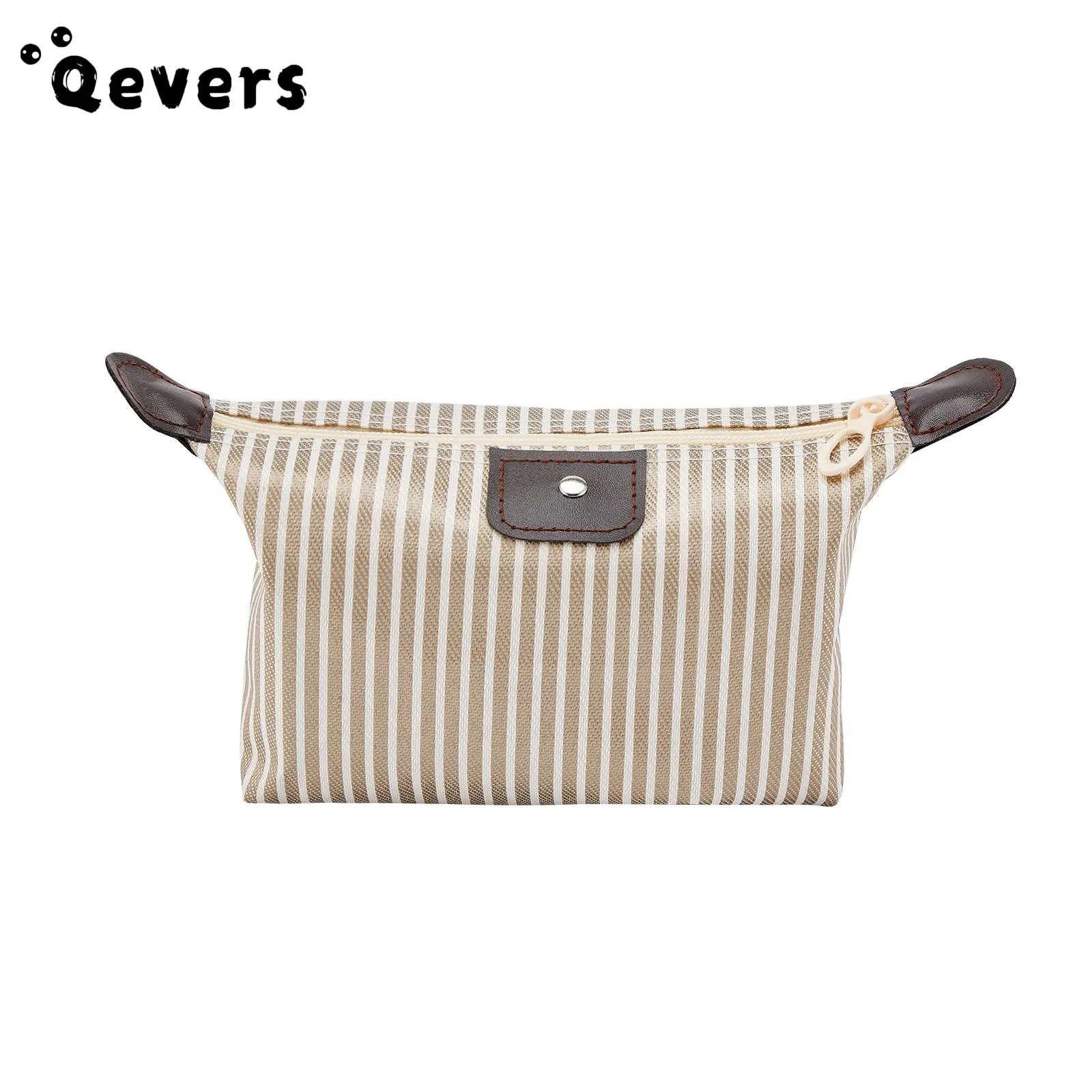 Women Waterproof Makeup Bag, Classic Striped Cosmetic Organizer Multifunctional Pouch