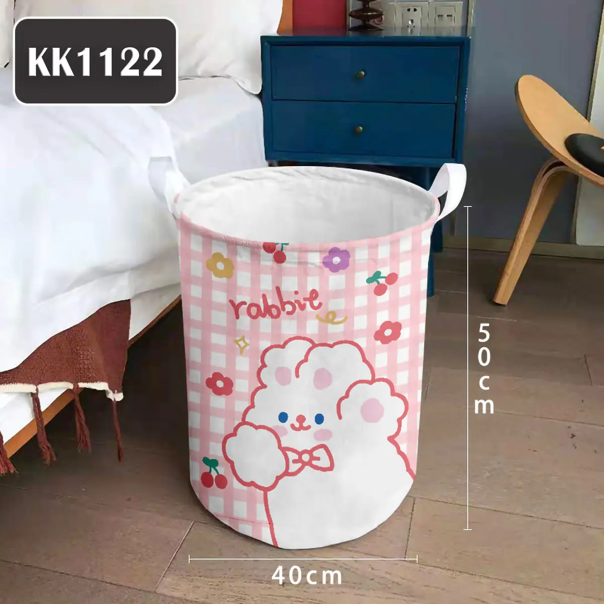 Giỏ vải tròn đựng quần áo, đồ giặt size 40x50cm